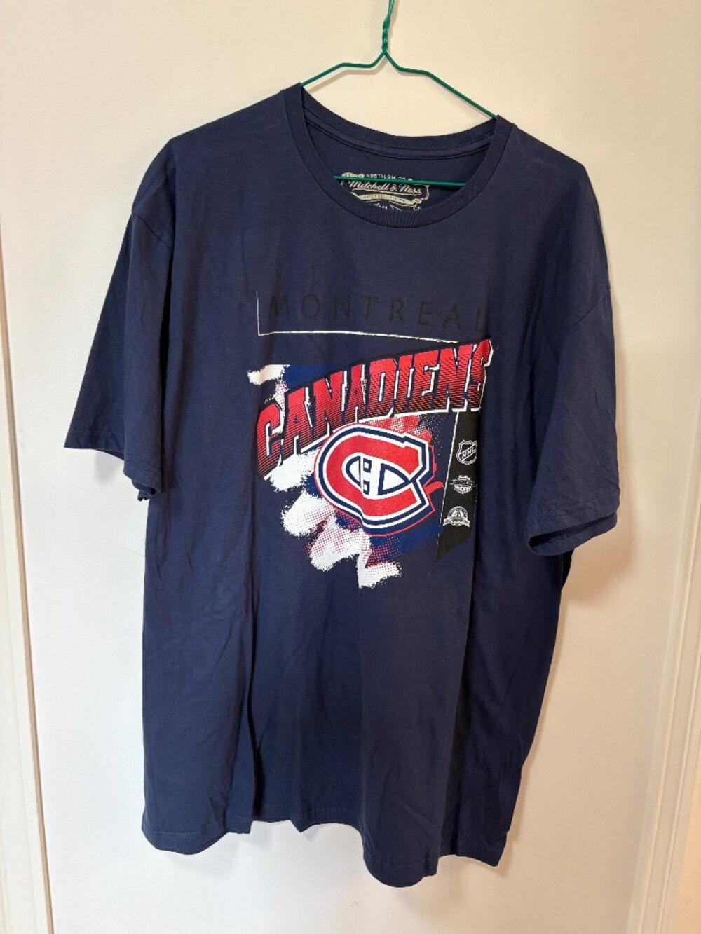 Montreal Canadiens NHL Hockey T-Shirt Navy Blue Size XL Mitchell & Ness